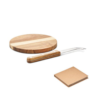 Set tagliere per formaggio beige - personalizzabile con logo