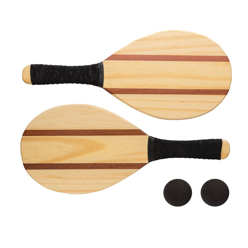 Set tennis frescobol in legno marrone - personalizzabile con logo