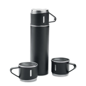 Set thermos e tazze Nero - personalizzabile con logo