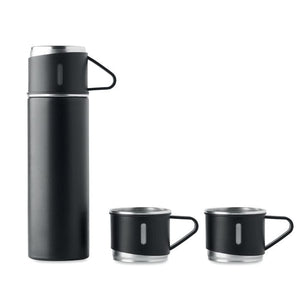 Set thermos e tazze Nero - personalizzabile con logo