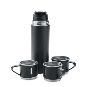 Set thermos e tazze Nero - personalizzabile con logo