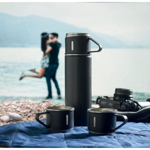 Set thermos e tazze Nero - personalizzabile con logo