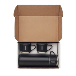 Set thermos e tazze Nero - personalizzabile con logo