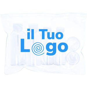 Set viaggio porta liquidi trasparente - personalizzabile con logo