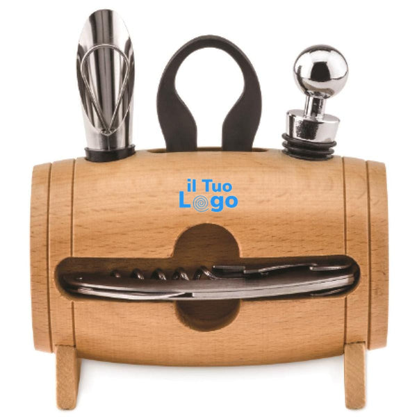 Set vino a forma di botte beige - personalizzabile con logo