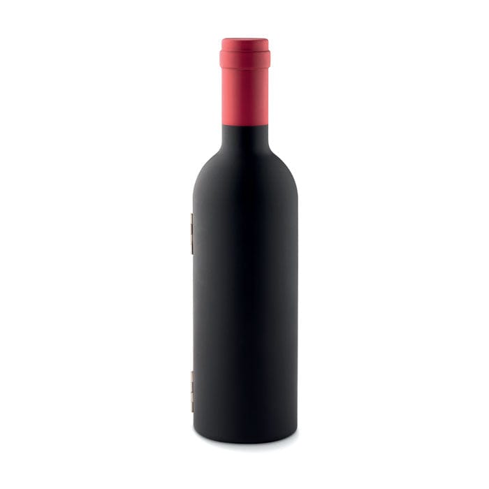 Set vino in box di bottiglia Nero - personalizzabile con logo