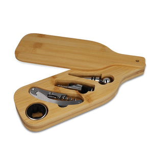 Set vino in scatola di bambù natural - personalizzabile con logo