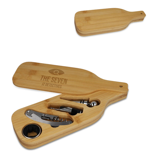 Set vino in scatola di bambù natural - personalizzabile con logo
