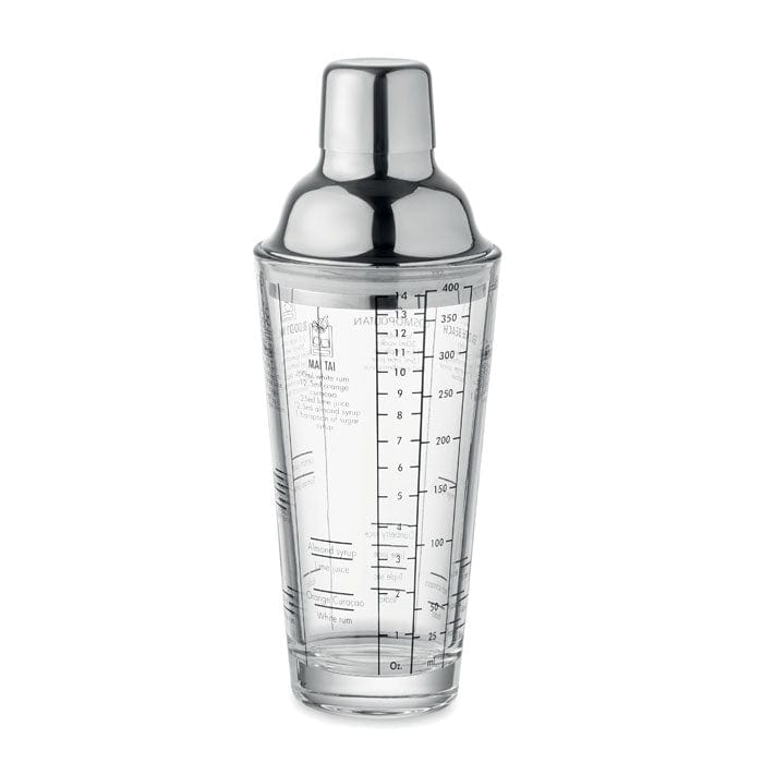 Shaker da cocktail in vetro trasparente - personalizzabile con logo