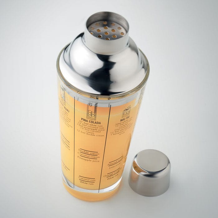 Shaker da cocktail in vetro trasparente - personalizzabile con logo