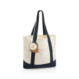 Shopper 350gm2 SHOP LOCAL in cotone riciclato AWARE™ blu navy - personalizzabile con logo