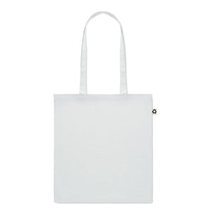 Shopper colorata in cotone riciclato bianco - personalizzabile con logo