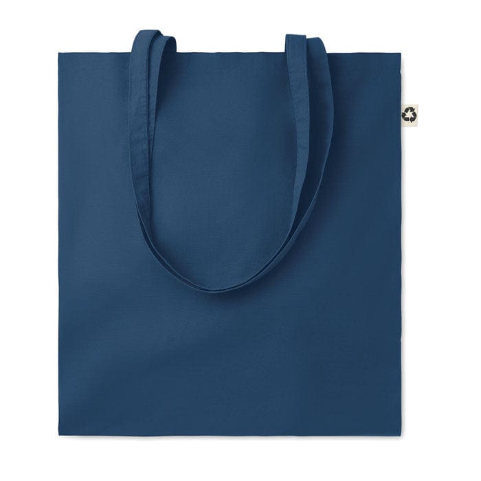 Shopper colorata in cotone riciclato blu - personalizzabile con logo