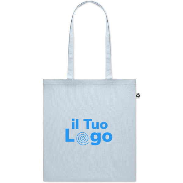 Shopper azzurra in cotone riciclato - personalizzabile con logo