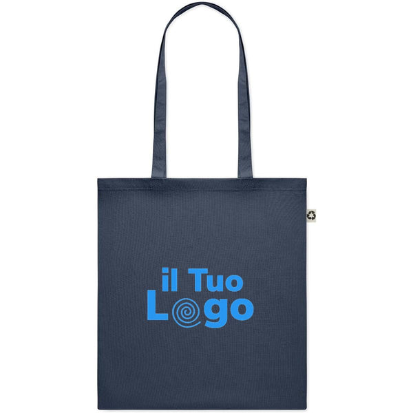 Shopper blu in cotone riciclato - personalizzabile con logo