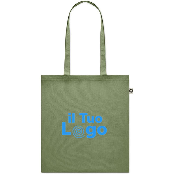 Shopper color verde in cotone riciclato - personalizzabile con logo