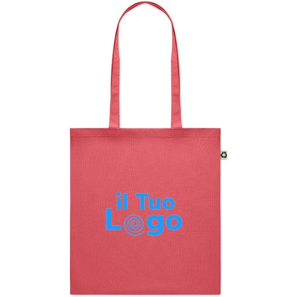 Shopper rossa in cotone riciclato - personalizzabile con logo