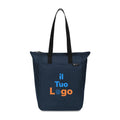 Shopper con cerniera Renew in rPET AWARE™ blu navy - personalizzabile con logo