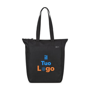 Shopper con cerniera Renew in rPET AWARE™ nero - personalizzabile con logo