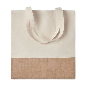 Shopper con dettagli in juta beige - personalizzabile con logo