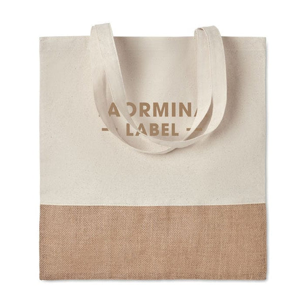 Shopper con dettagli in juta beige - personalizzabile con logo