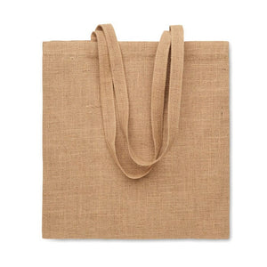 Shopper con manico lungo in juta beige - personalizzabile con logo