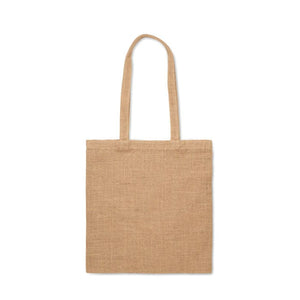 Shopper con manico lungo in juta beige - personalizzabile con logo