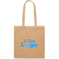 Shopper con manico lungo in juta beige - personalizzabile con logo