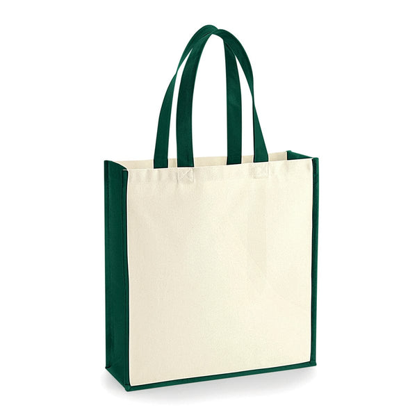 Shopper Cotone Super Pesante beige/verde / UNICA - personalizzabile con logo
