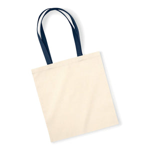 Shopper Deluxe con Manici a Contrasto beige e blu navy / UNICA - personalizzabile con logo