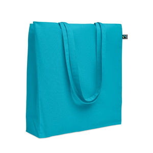 Shopper Fairtrade 180 gr colorata soffietto Azzurro - personalizzabile con logo