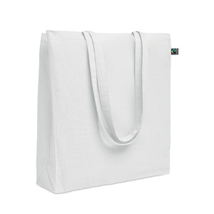 Shopper Fairtrade 180 gr colorata soffietto Bianco - personalizzabile con logo
