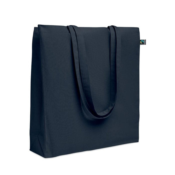 Shopper Fairtrade 180 gr colorata soffietto Blu - personalizzabile con logo