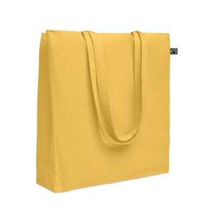 Shopper Fairtrade 180 gr colorata soffietto Giallo - personalizzabile con logo