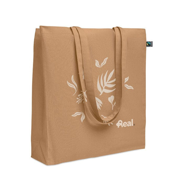 Shopper Fairtrade 180 gr colorata soffietto - personalizzabile con logo