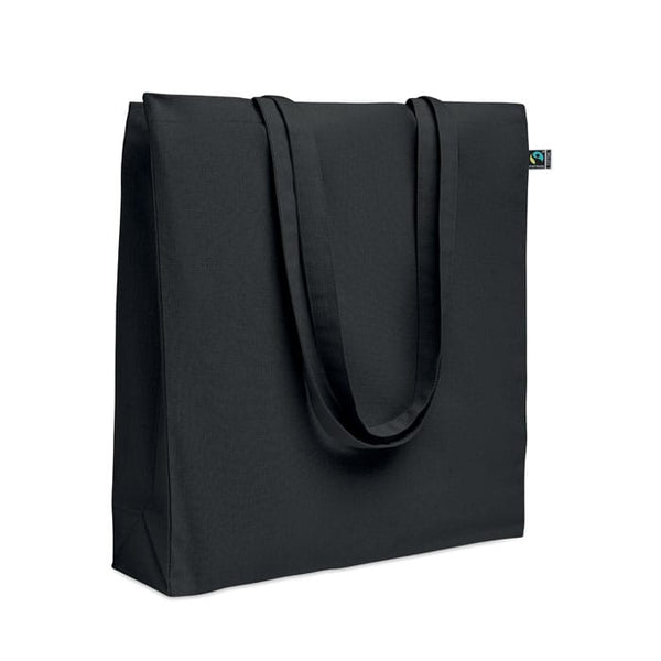 Shopper Fairtrade 180 gr colorata soffietto Nero - personalizzabile con logo