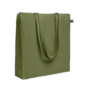 Shopper Fairtrade 180 gr colorata soffietto verde - personalizzabile con logo