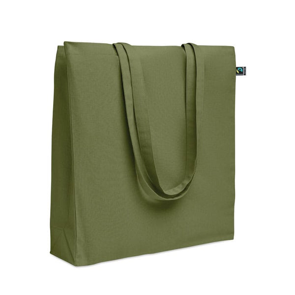 Shopper Fairtrade 180 gr colorata soffietto verde - personalizzabile con logo