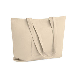 Shopper grande in velluto a coste Beige - personalizzabile con logo