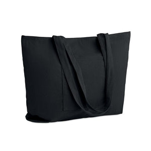 Shopper grande in velluto a coste Nero - personalizzabile con logo