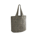 Shopper in canvas con stampa leopardata nero - personalizzabile con logo