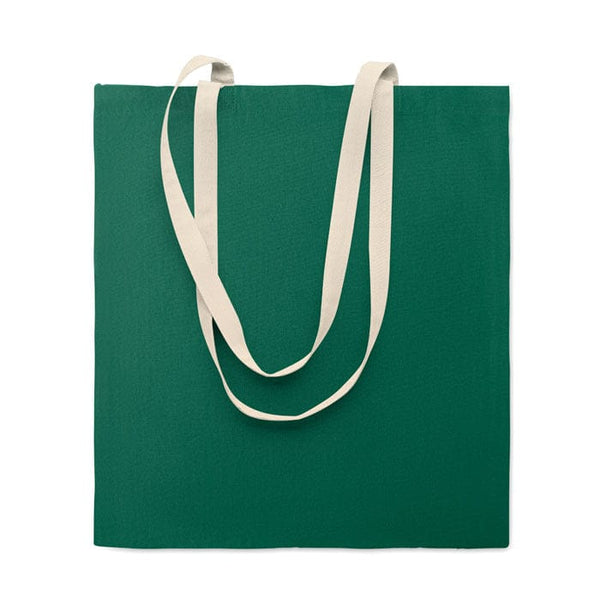 Shopper in cotone 140 e manici a contrasto verde - personalizzabile con logo