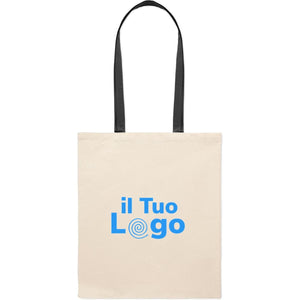 Shopper in cotone con manici neri - personalizzabile con logo