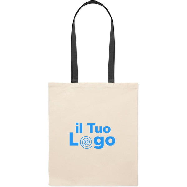 Shopper in cotone con manici neri - personalizzabile con logo