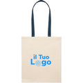 Shopper in cotone con manici blu - personalizzabile con logo