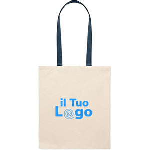 Shopper in cotone con manici blu - personalizzabile con logo