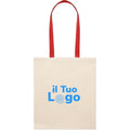 Shopper in cotone con manici rossi - personalizzabile con logo