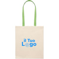 Shopper in cotone con manici verdi - personalizzabile con logo