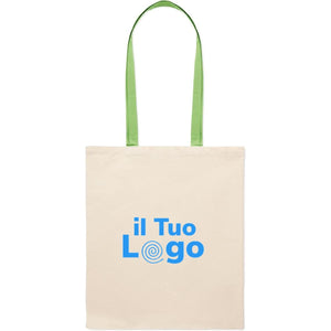 Shopper in cotone con manici verdi - personalizzabile con logo