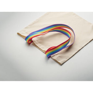 Shopper in cotone 180gsm manici arcobaleno Arcobaleno - personalizzabile con logo